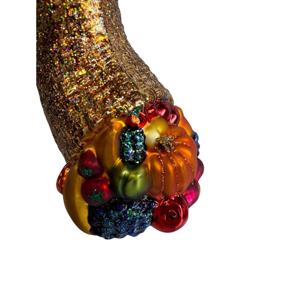 Old World Christmas Glitter Cornucopia Horn Of Plenty Ornament Box Tag 4.5" - Picture 7 of 9
